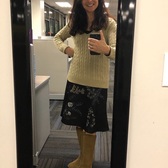 Dark denim stud and embellished skirt.  A-line - Picture 12 of 12